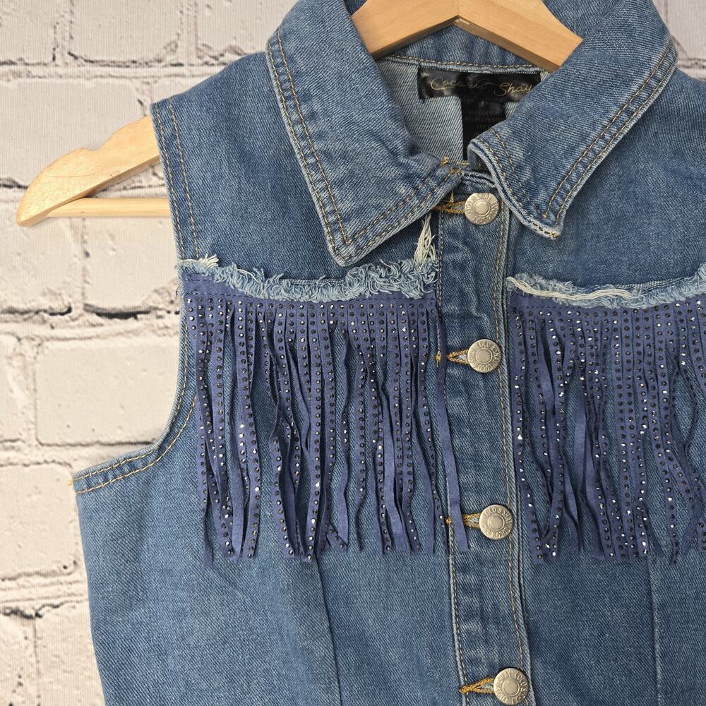 Coco And Shay Denim Fringe Western Cowboy Sleeveless Dress Size Medium - Picture 5 of 12
